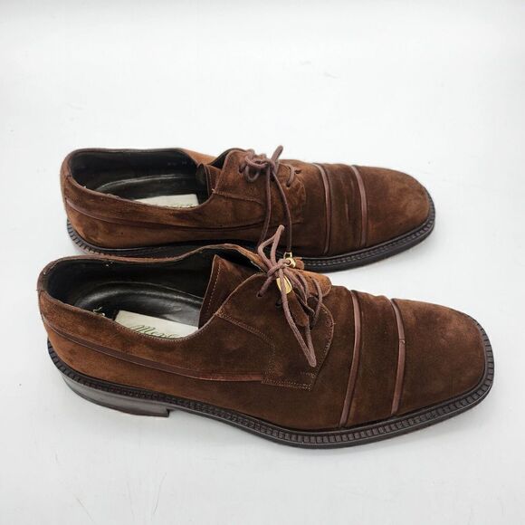 Mezlan Shoes Mens 8.5M Suede Square Toe Lace Up Oxford Chocolate Brown main image 9
